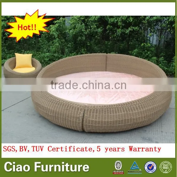 Bedroom Wicker Furniture Sofa Bed Rattan KD Big Round Bed photo-4