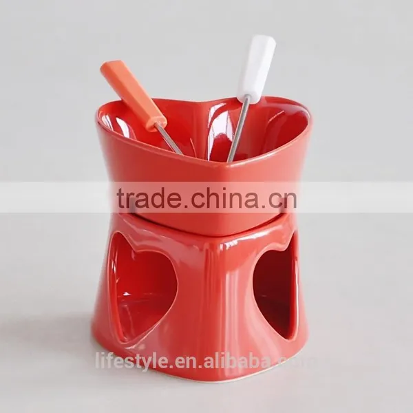 Solid Choclate Fondue Set With Heart Shape photo-2