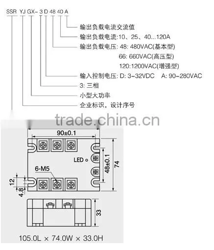 Three - Phase AC Solid State Relay YJGX-3D4860A Relays photo-2