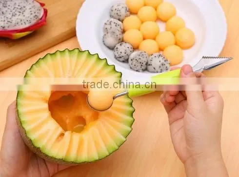 2 in 1 Dual Head Fruit Knife Dig Ball Scoop Spoon Carving Ice Cream Melon Baller photo-2