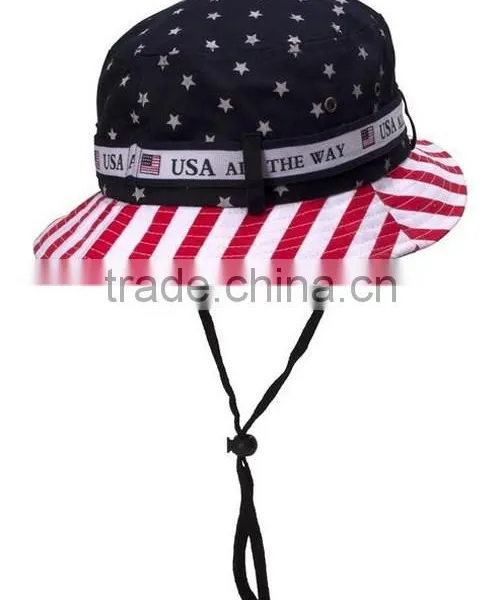 Custom Hot Sale American Flag Bucket Hat+String photo-5