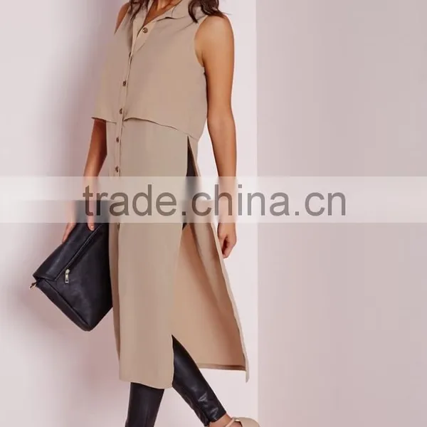Hot Sale Lady Sleeveless Double Layer Utility Blouse New Patterns photo-3