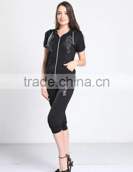 Summer Diammon Printing Wholesale Women Jogging Suits With Hood photo-3