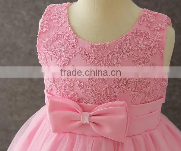 2017 Girls Dresses Children Frocks Designs Pink Lovely Bow-knot Vietnam 1 Year Baby Girl Dresses Images First Communion Dresses photo-4