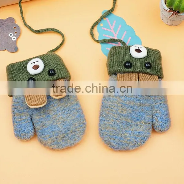 TC13010 Hot Sales Warm Winter String Baby Mitten New Fashion Fancy Animal Cartoon Knitted Baby Fingerless Gloves Wholesale photo-3