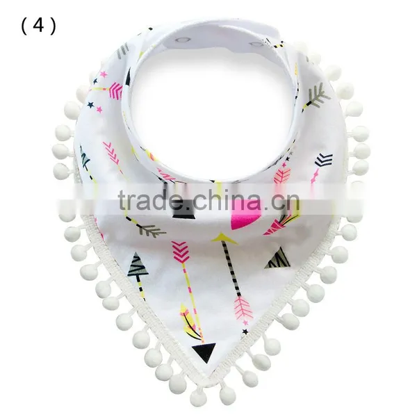 S17223A Soft Organic Cotton Baby Bandana Drool Bibs With Pom-Pom photo-3