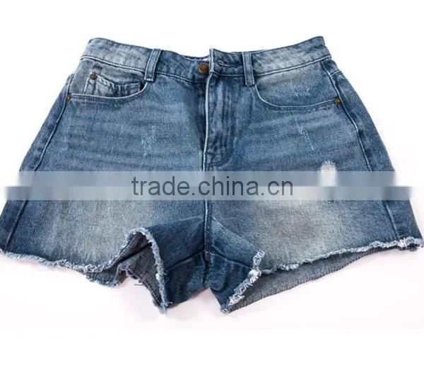 Runwaylover EY0620P High Waist Denim Shorts 2017 Summer Wholesale Women Sexy Light Acid Wash Distressed Denim Shorts photo-3