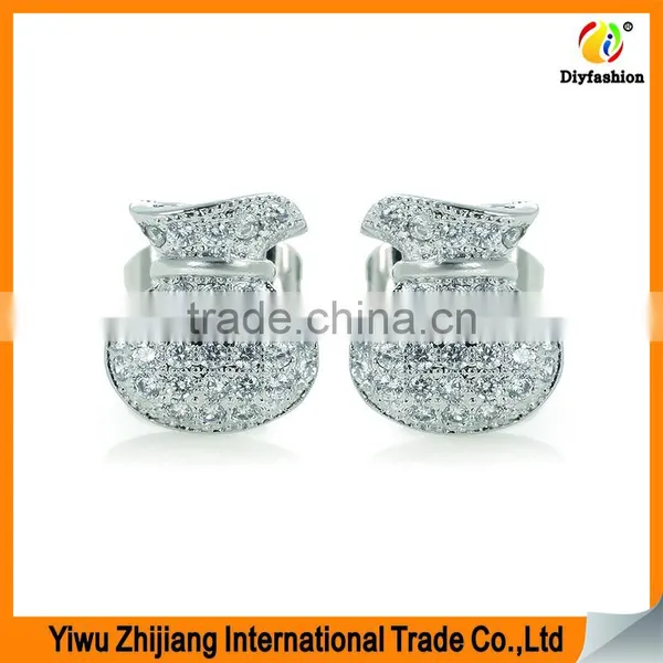 2017 New Fashion Inlay Zircon Platinum Plating Purse Stud Earrings photo-3