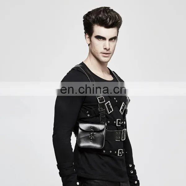 Punk Rave Men's Gothic Black Chest Harness With Pocket S-238 photo-2