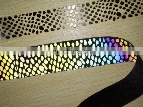 Fashion Rainbow Reflective Ribbon,Reflective Logo, high lights heat transfer rainbow color in safety cloth