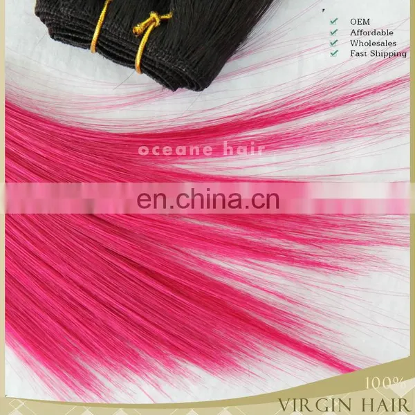 Cheap Real Hair Straight Ombre Human Remy Hair Pink Weave Hair photo-5