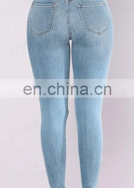 LAITE TR2011 Customized Women Jeans Denim Hole Skinny Pants High Quality Stretchy Pencil Pants Highwaist Blue Jeans photo-2