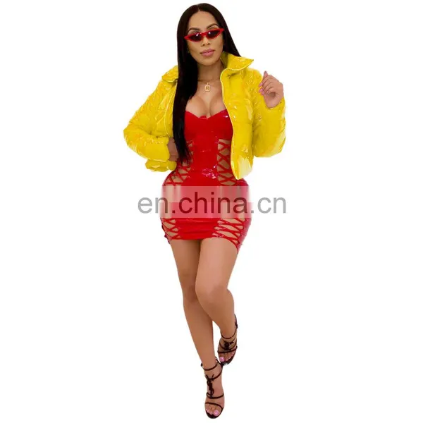 Winter Lady's Short Coats Fashion Bright Nightclub Jacket Candy Color Warm Women Sexy Zipper Stand Collar Cotton-padded Jacket photo-7