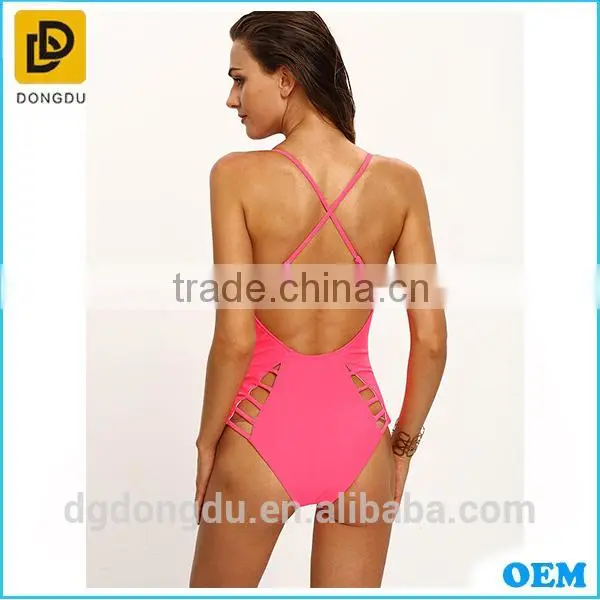 New Fashion Casual Lady Swimwear Cutout Crisscross One-Piece Swimwear photo-4