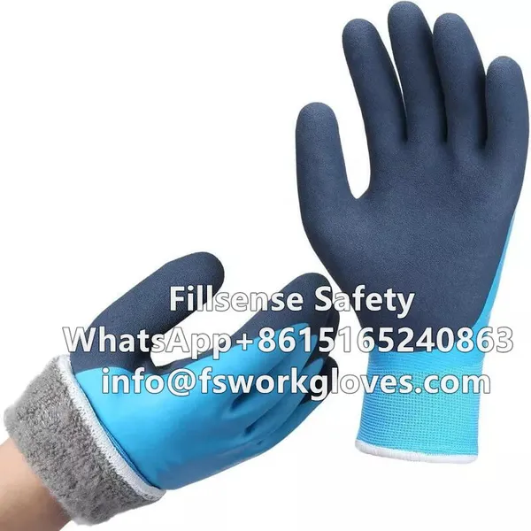 Cold Weather Best 15G Nylon Acrylic Terry Lining Latex Double Coated Insulated Waterproof Mechanics Gloves photo-3
