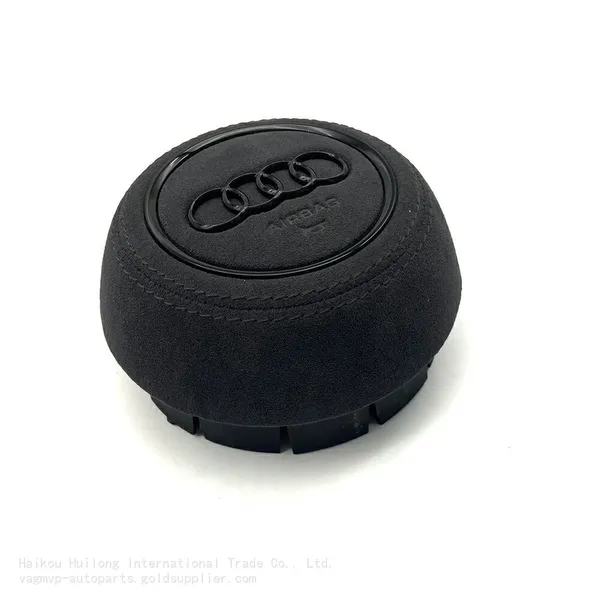 For Audi A4 B9 Alcantara Leather Steering Wheel Airbag Cover Trim Cover White/Black/Red Stitching photo-2