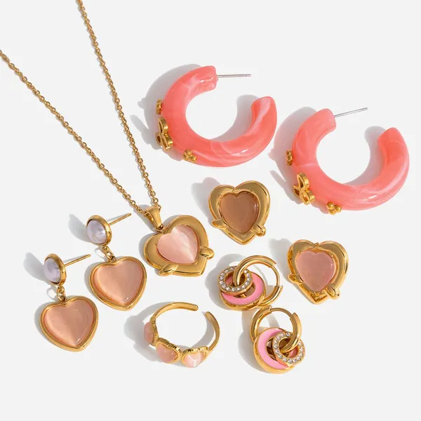 Trendy Stainless Steel Jewelry Set Necklace and Earrings Wholesale Fashion Accessories
