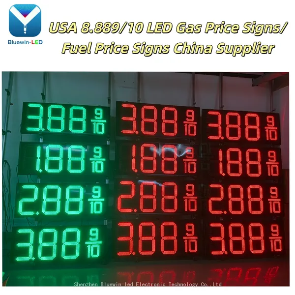 Outdoor LED Gas Price Sign IP65 Numeric Display RF Remote App PC Control Iron Cabinet for Stations