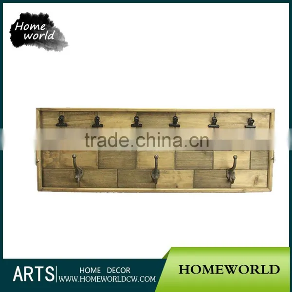 Fashionable Creative Rural Natural Wooden Wall Art Decor With Clips & Hooks