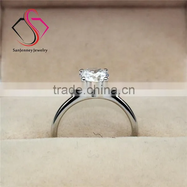 Round Brilliant Cut Moissanite Solitaire 4 Prong 1 Carat 6.5mm Center 14k White Yellow Gold Diamond Engagement Ring photo-3