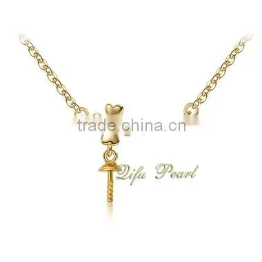 2015 Fashion Pearl Necklace 18Carat Yellow Gold Freshwater Pearl Necklace Jewelry Wholesale Charm Necklace Mounting photo-2
