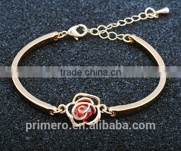 Wholesale Jewelry Women Fashion Cute Flower Crystal Party Chain Link Bracelets Bangles photo-4