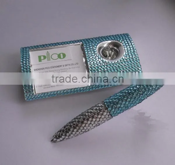 Metal Magnetic Table Pen and Notepad With Rhinestone for Promotion photo-2