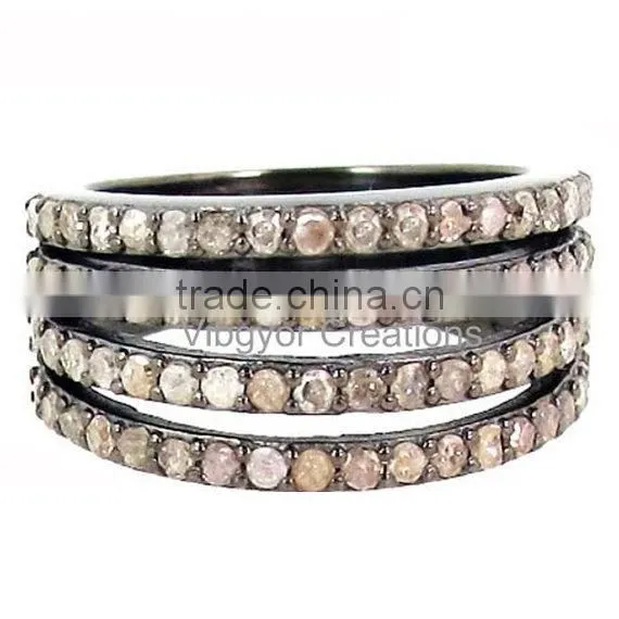 Pave Diamond Silver Ring,Pave Diamond Fashion Ring,Women Diamond Ring