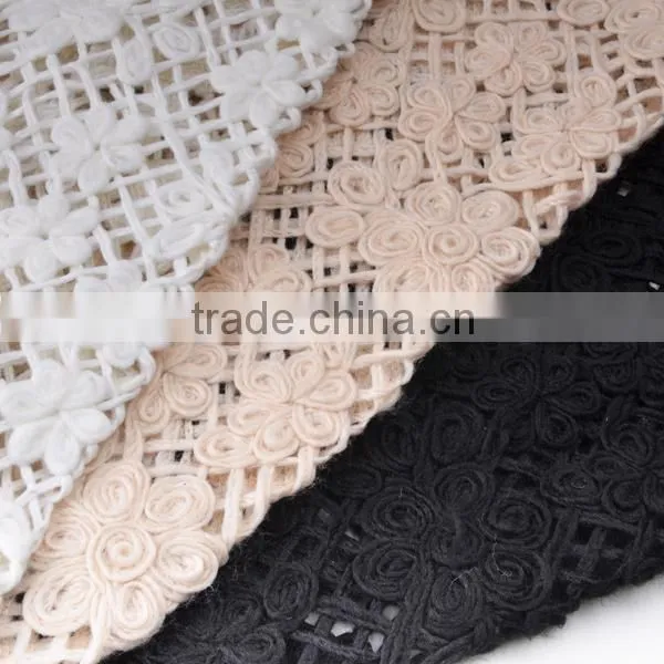 New Item Wool Flower Pattern Organza Lace Embroidery Fabric for Clothes photo-4
