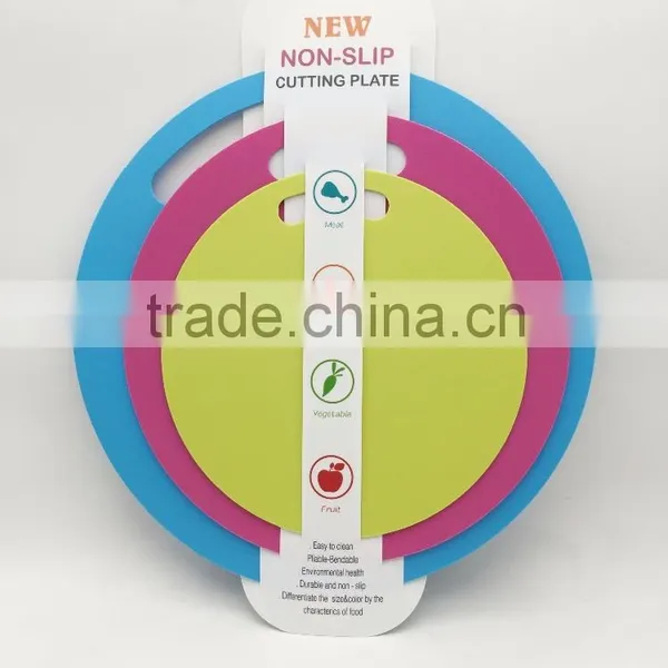 3 Pcs Non-slip Cutting Board Set Round Shape Cutting Mats Flexible Cutting Plate
