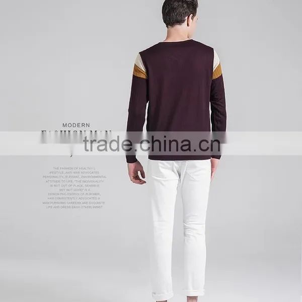 Mens Slim Contrast Color Breathable Pullover Sweater photo-3