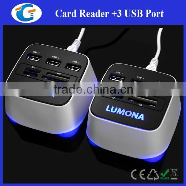 Light Up OEM 2.0 USB Hub 3 Port Combo Card Reader photo-6