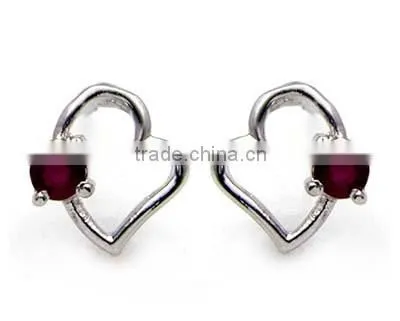 925 Sterling Silver Ruby Earring