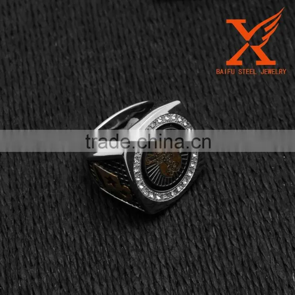 In Stock Men's Custom Made Men's Two Tone Silver 18k Gold Plated Stainless Steel Freemason Masonic Shriner Ring Quality Choice photo-4