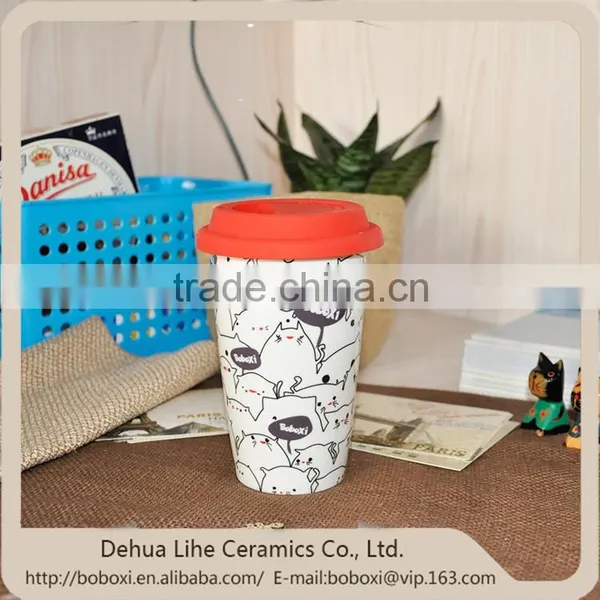 High Qulity Factory Price Fancy Colored Silicone Double Wall Cup Glassware Gift