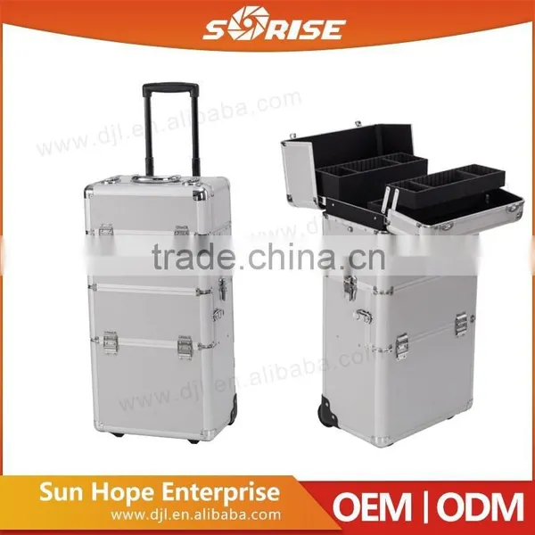 High Quality Lovely 2 In 1 Pull Out Trays Trolley Makeup Case photo-3