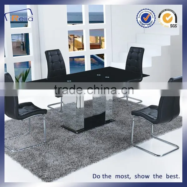 Modern Design Home Furniture Dining Table Glass Top Metal Legs photo-5