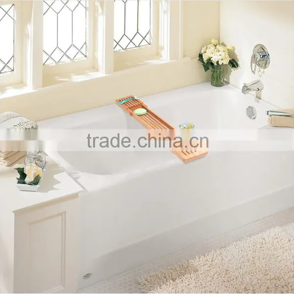 Expandable Bamboo Bathtub Caddy. ,Bamboo Bathtub Caddy - Adjustable photo-2