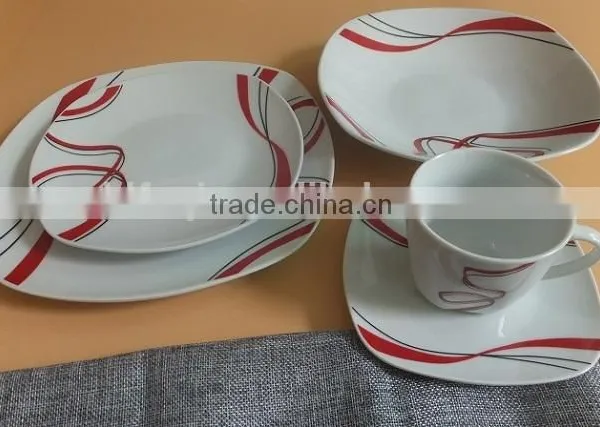 Ceramic Porcelain Type Dinner Sets With Simple Design for Hotel Fine Porcelain Dinnerware Item Square Crockery Dinner Sets