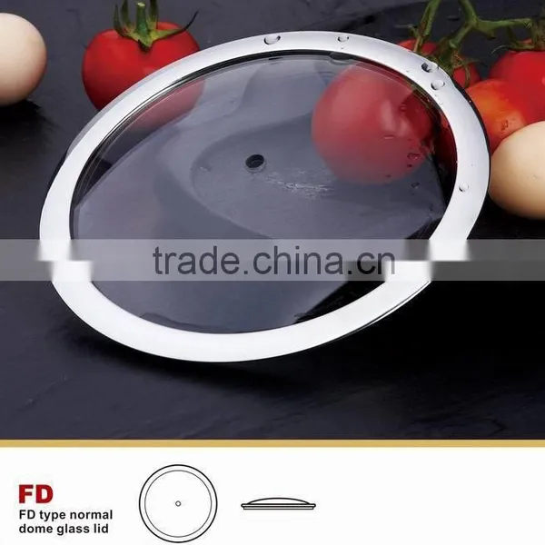 Tempered Wide Rim Glass Lid With Stainless Steel Ring