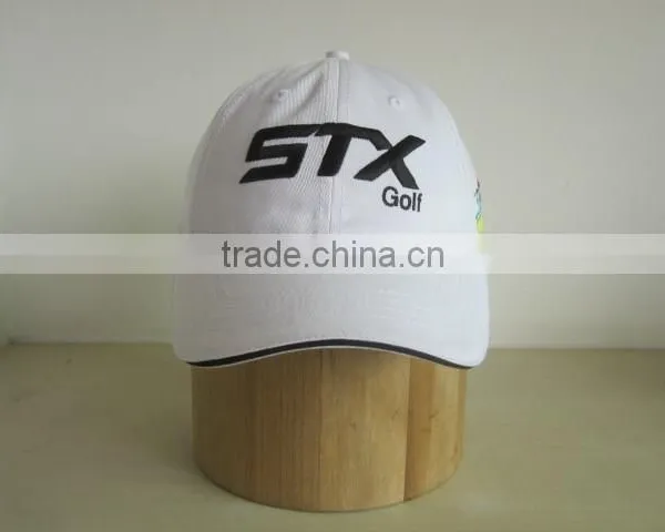 White Cotton Golf Caps Flat Embroidery Golf Cap Wholesale photo-2