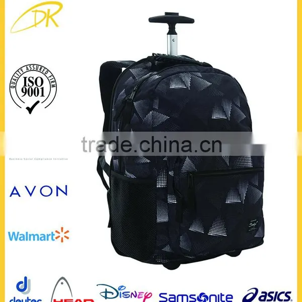 15.6" Laptop Trolley Back Pack for School, Customized Cheap Trolley Backpack With Wheels
