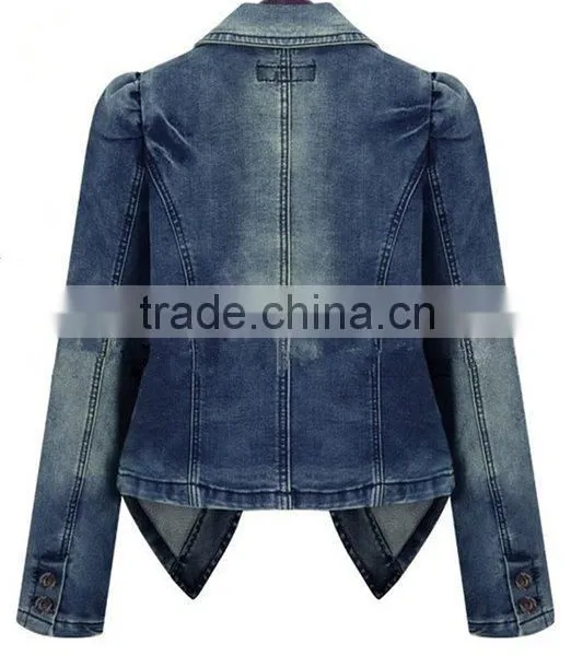 New Fashion Vintage Women`s Long Sleeve Denim Jeans Blazers Ladies Trend Suit Jacket photo-2