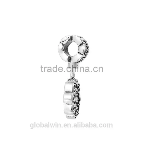Mysterious Royal Castle Dangling Flower Antique 925 Sterling Silver Charms Pendant photo-4