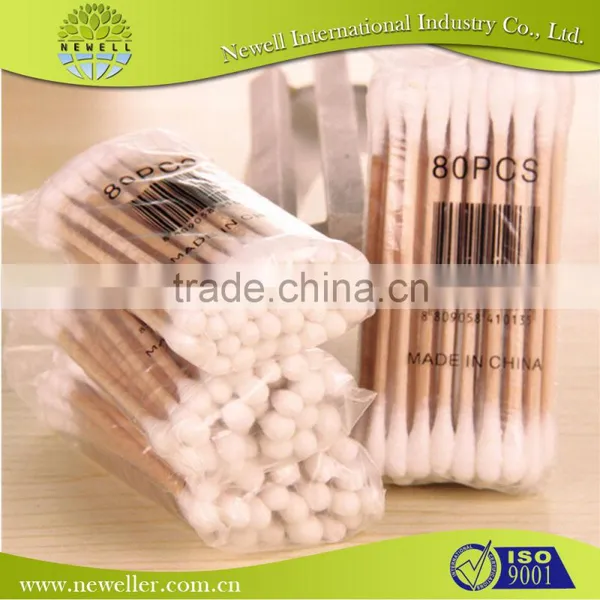 Natural Color Disinfect Plastic Cotton Buds Tip With Custom Printed
