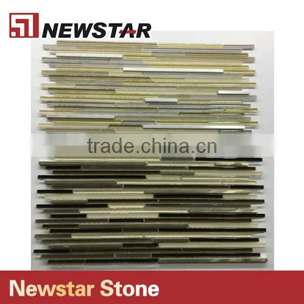 Newstar Coloured Gold Color Glass Mosaic Tile Art Backsplash For Kitchen photo-2