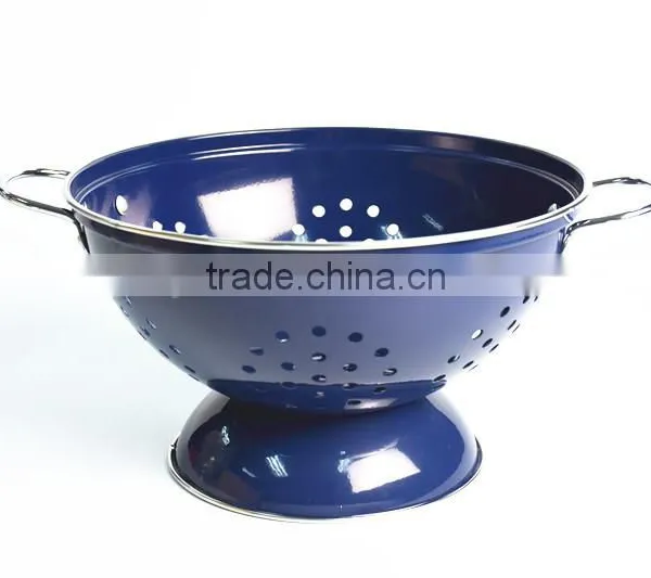 Round Shape Blue Stainless Steel Fruit Basket Fruit Bowl photo-2