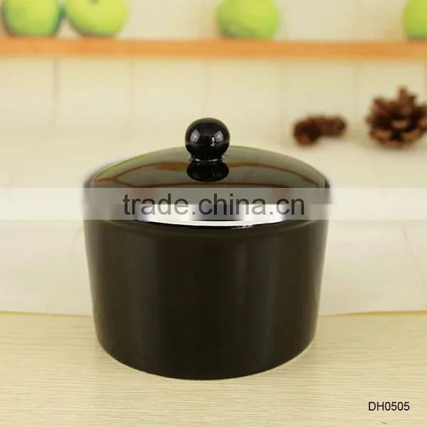 Factory Wholesale New Ideas Novelty Black Ceramic Casserole Stew Pot With Lid