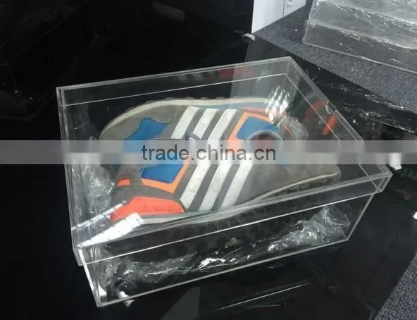 Custom Transparent Acrylic Shoes Box With Lid Used in Family/Durable Shoebox