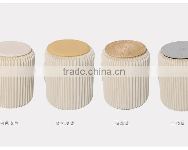 Creative Paper Furniture,Portable Small Stool,Pure Manual Round Stool Folding Stool (cream-colored) photo-3
